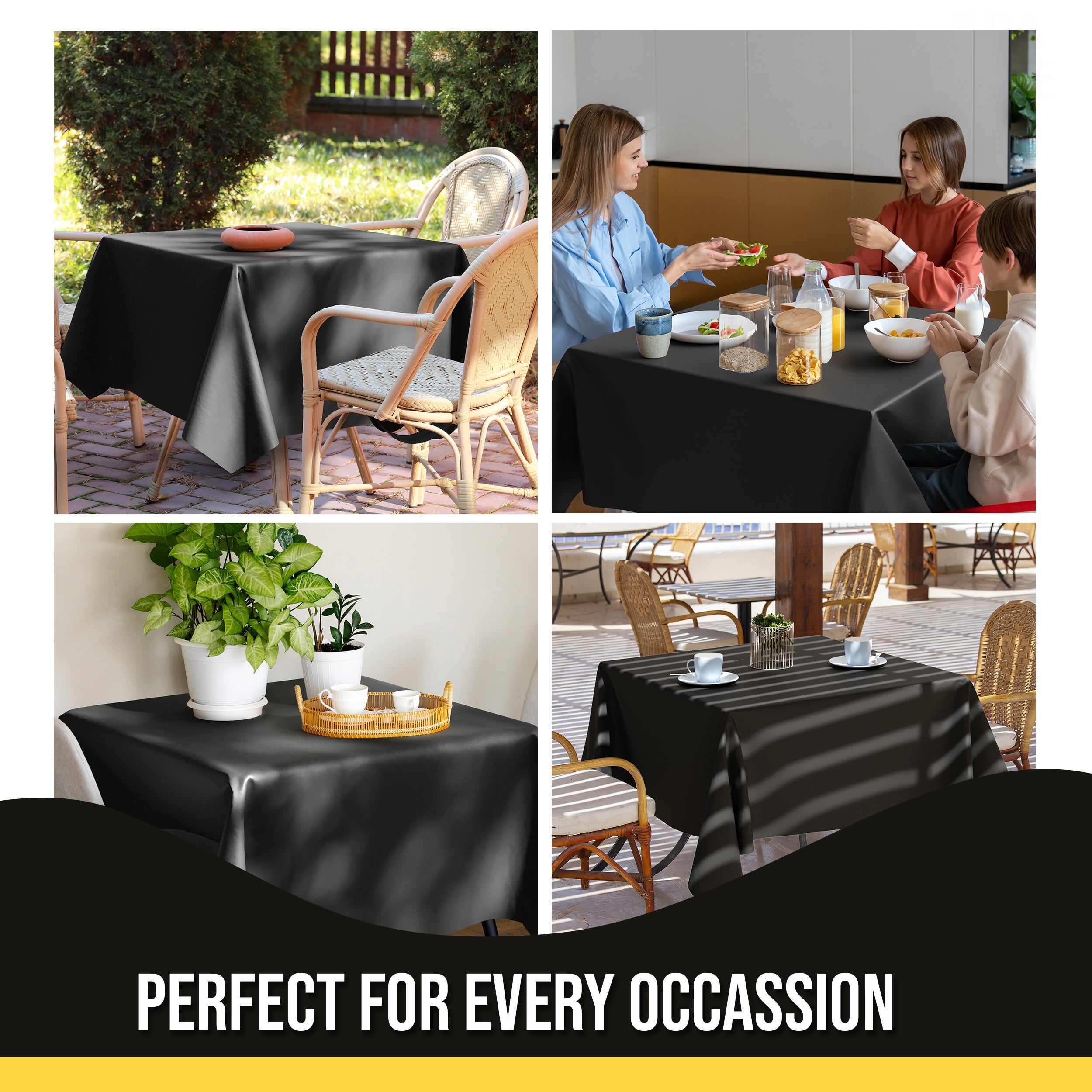 Premium Square Black Table Cover 52" x 52" | 1 Pack