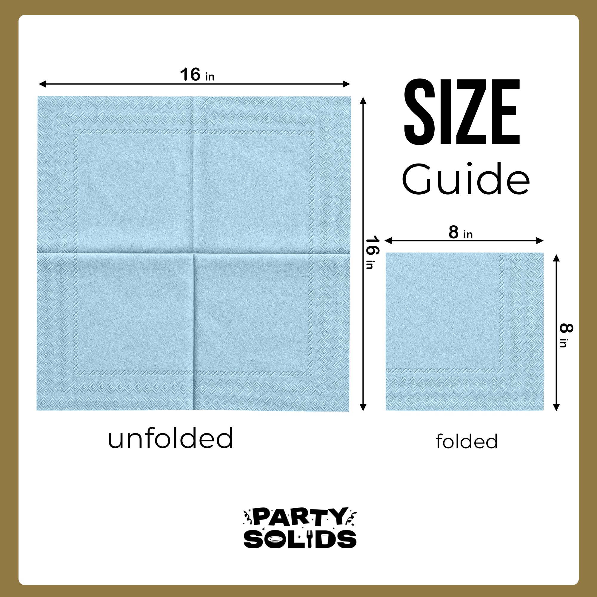 Light Blue Dinner Napkins | 8 in. x 8 in. | 50 Ct.