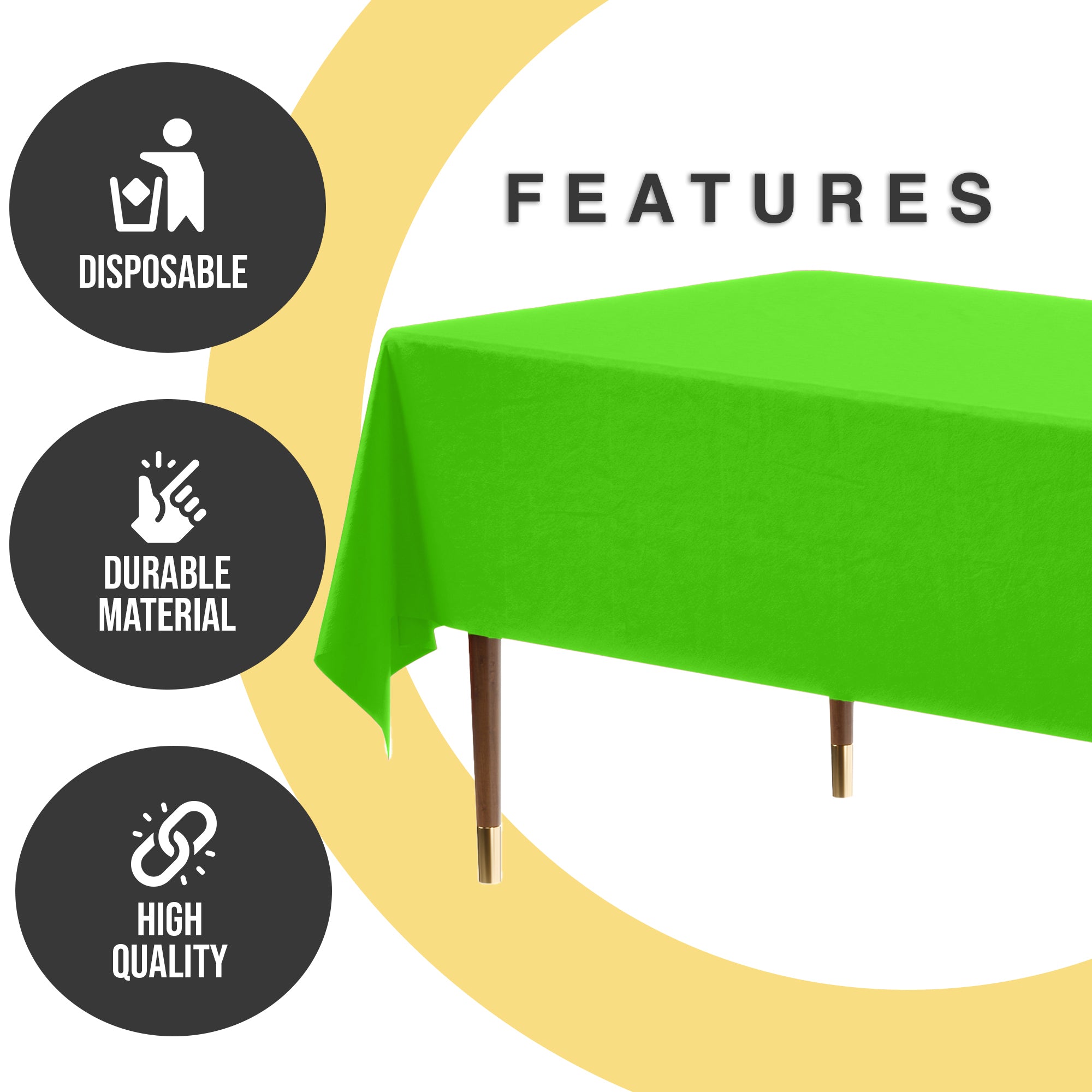 Premium Lime Green Plastic Table Covers | 6 Pack | 54 in. x 108 in.