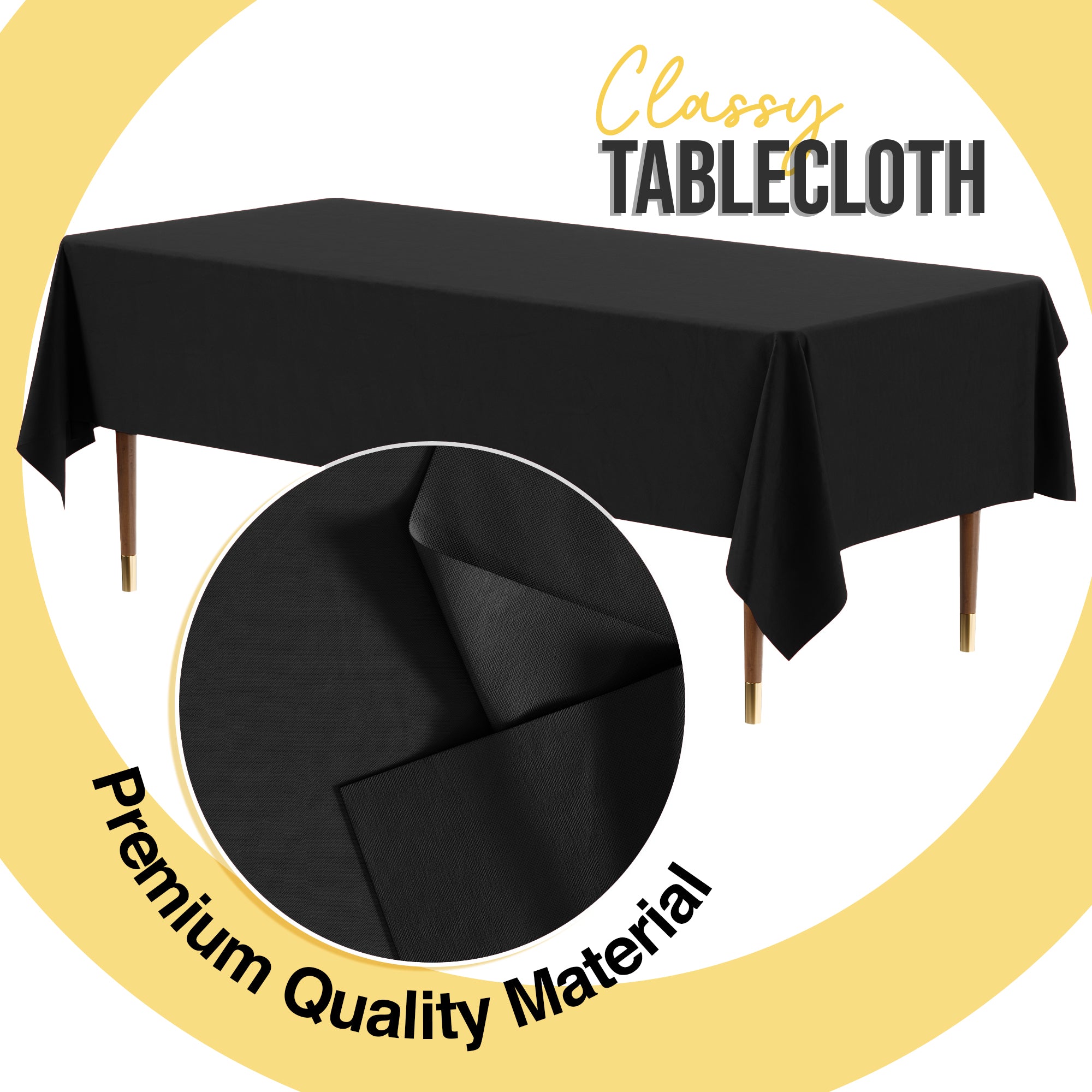 Premium Black Plastic Table Covers | 6 Pack | 54 in. x 108 in.