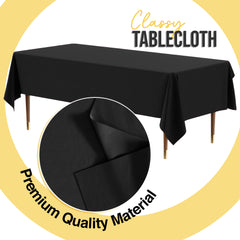 Premium Black Plastic Table Covers | 6 Pack | 54 in. x 108 in.
