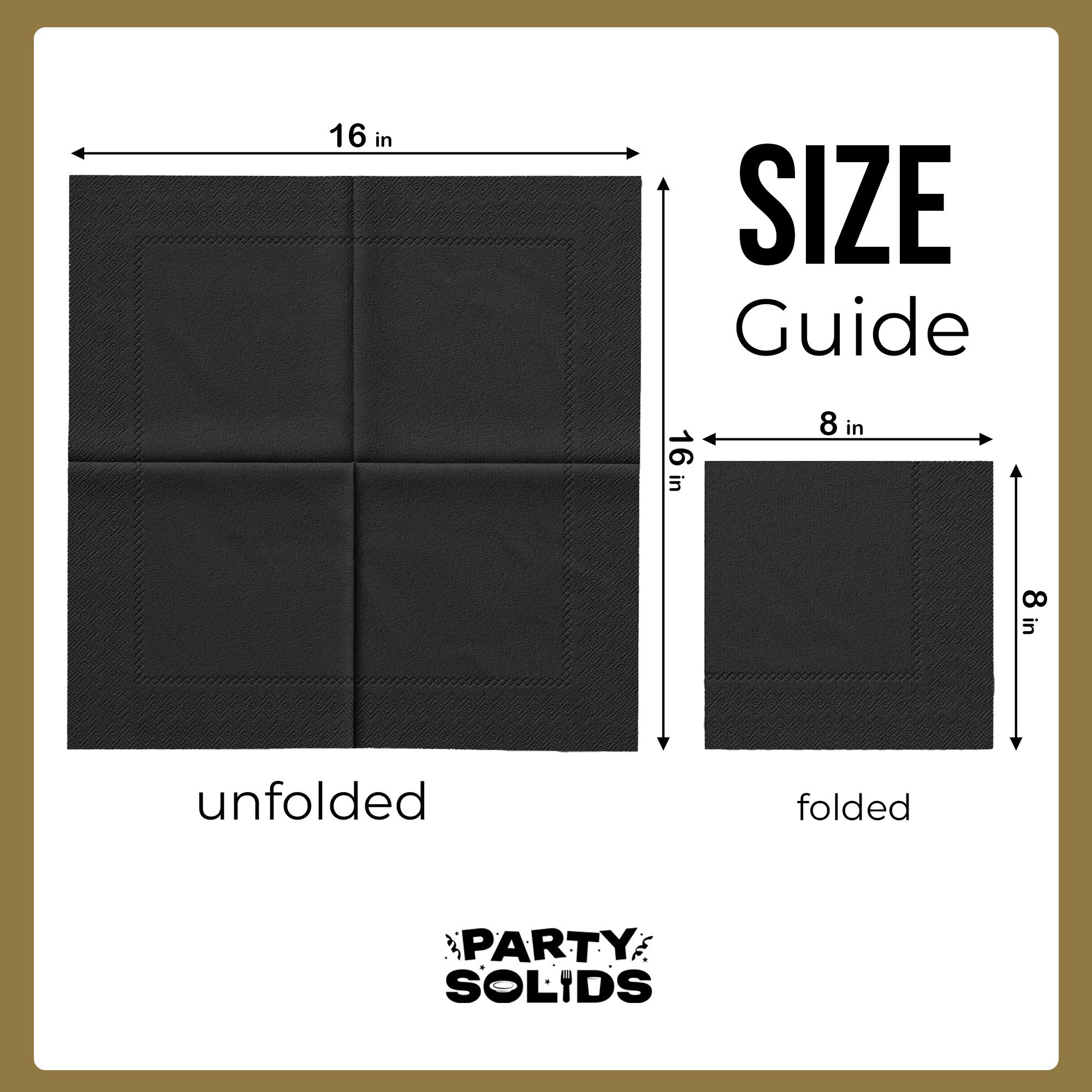 Black Dinner Napkins | 8 in. x 8 in. | 50 Ct.