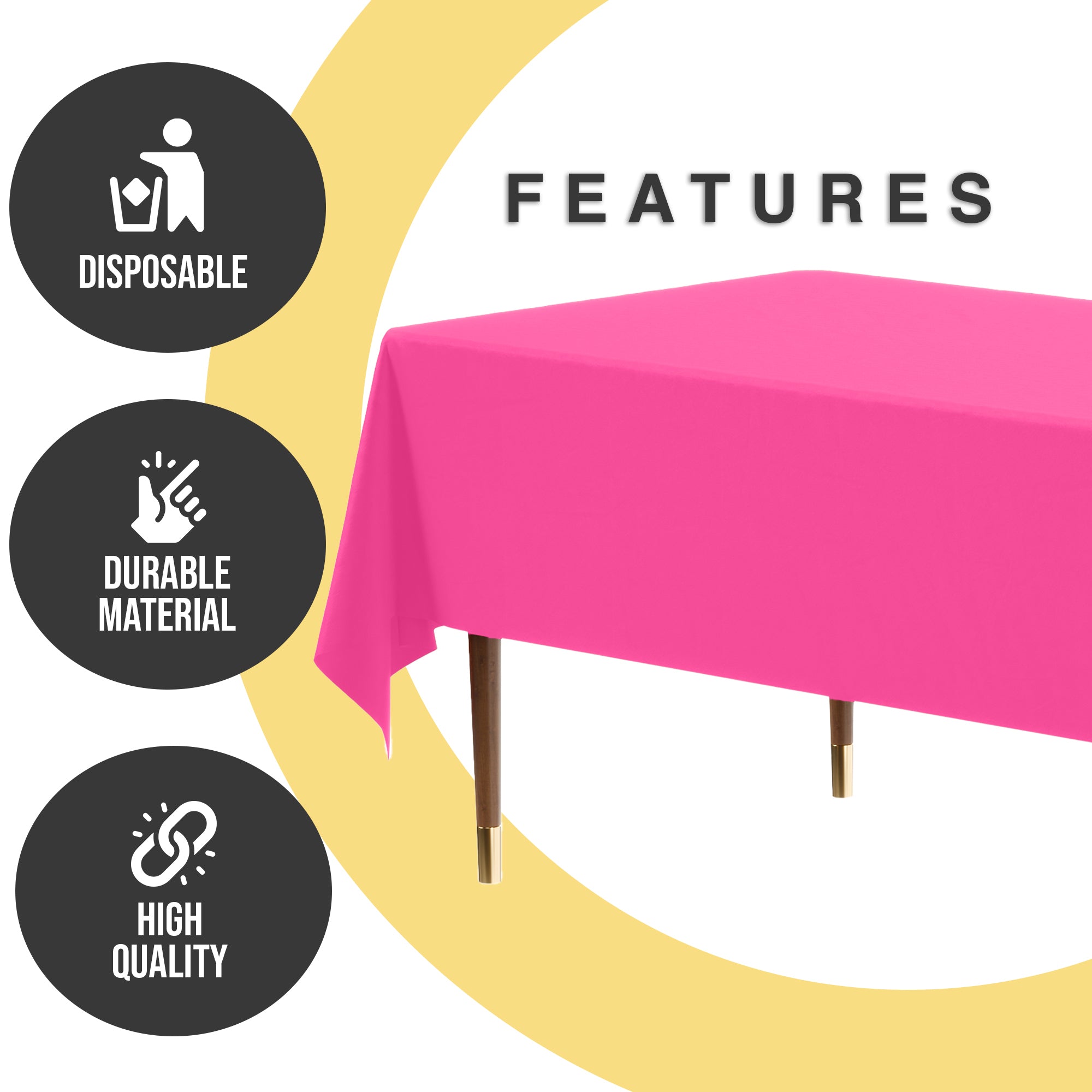 Premium Cerise Plastic Table Covers | 6 Pack | 54 in. x 108 in.
