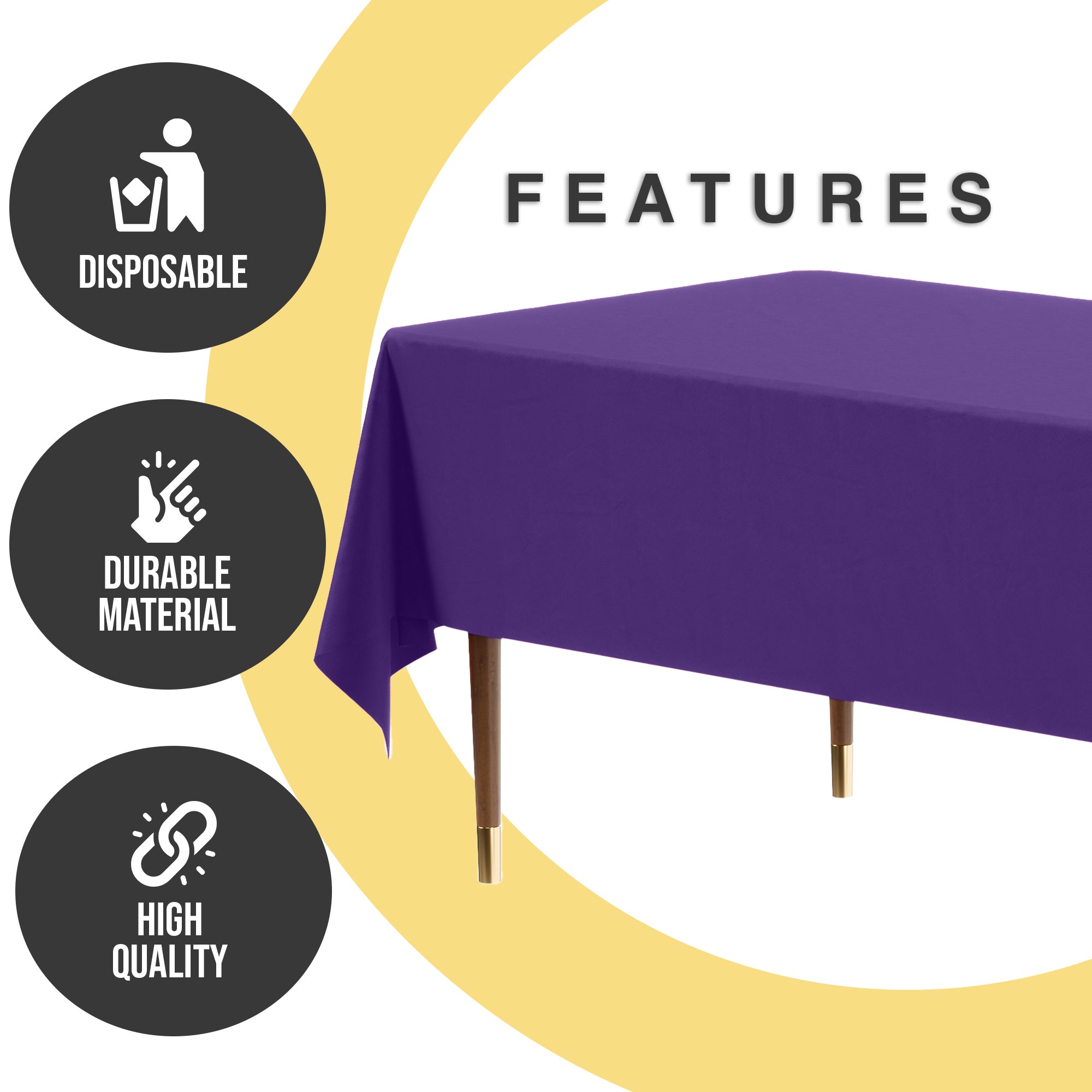 Premium Purple Plastic Table Covers | 6 Pack | 54 in. x 108 in.