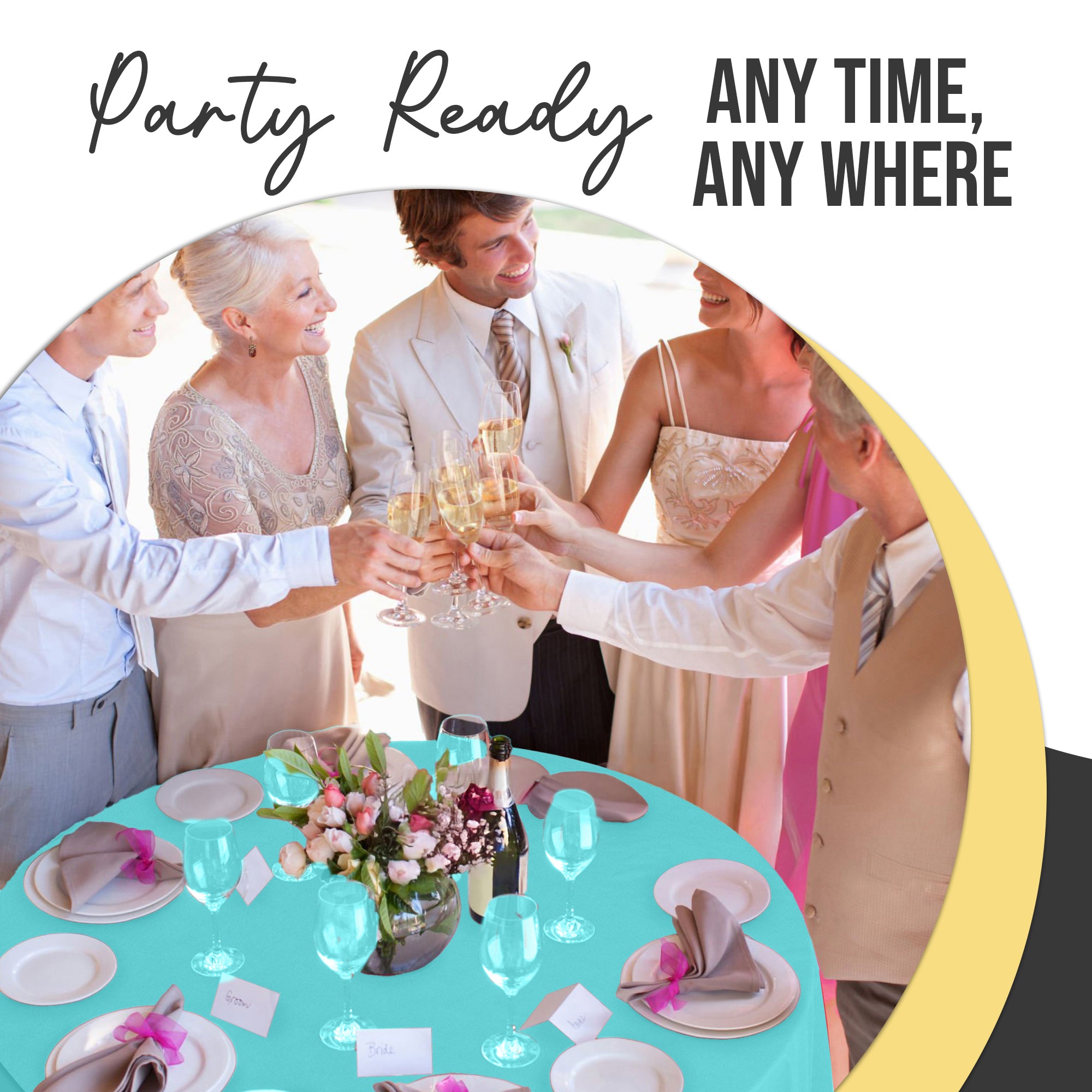 Premium Round Aqua Blue Plastic Table Cover | 84 in.