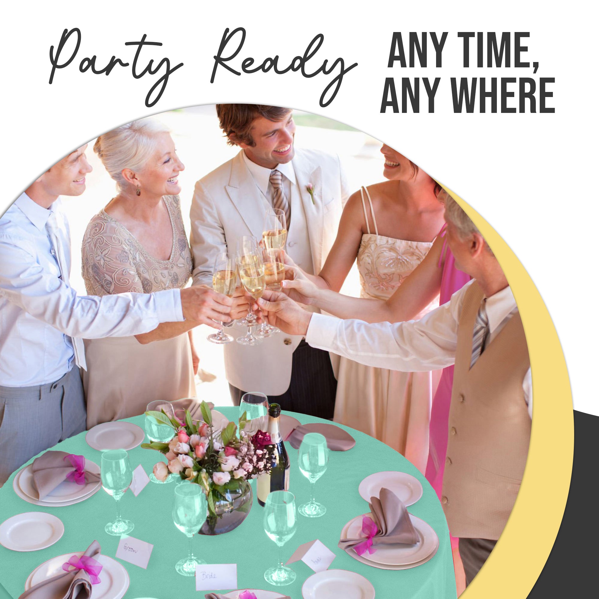Premium Round Mint Plastic Table Covers | 6 Pack | 84 in.