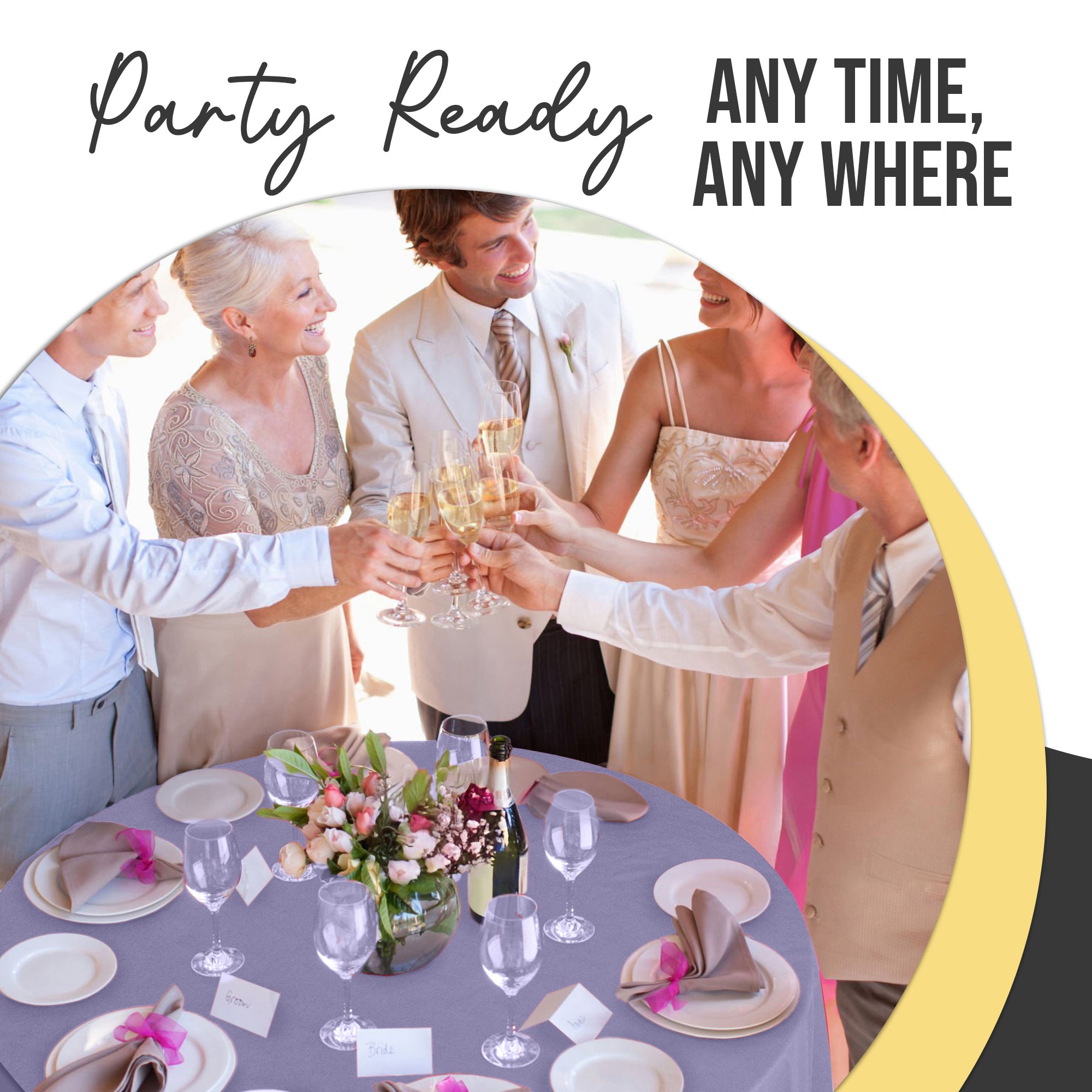 Premium Round Lavender Plastic Table Covers | 6 Pack | 84 in.