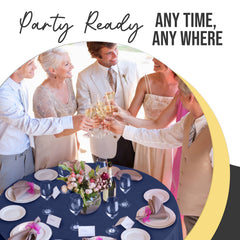 Premium Round Navy Blue Plastic Table Cover | 84 in.