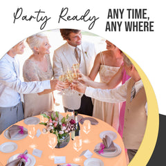 Premium Round Peach Plastic Table Covers | 6 Pack | 84 in.