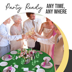 Premium Round Emerald Green Plastic Table Covers | 12 Pack | 84 in.