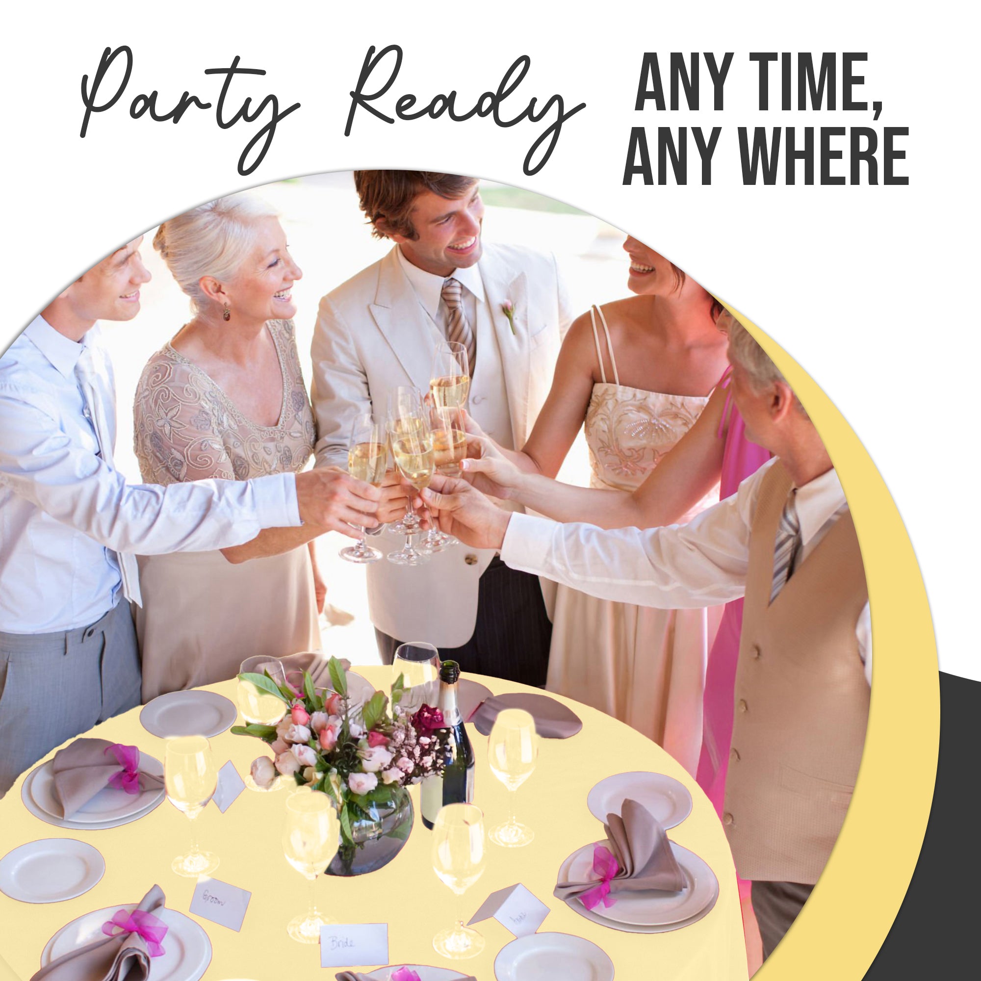 Premium Round Light Yellow Plastic Table Cover | 84 in.