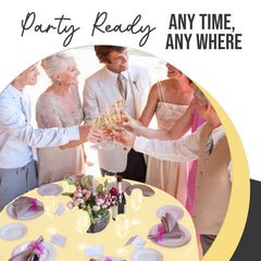 Premium Round Light Yellow Plastic Table Cover | 84 in.