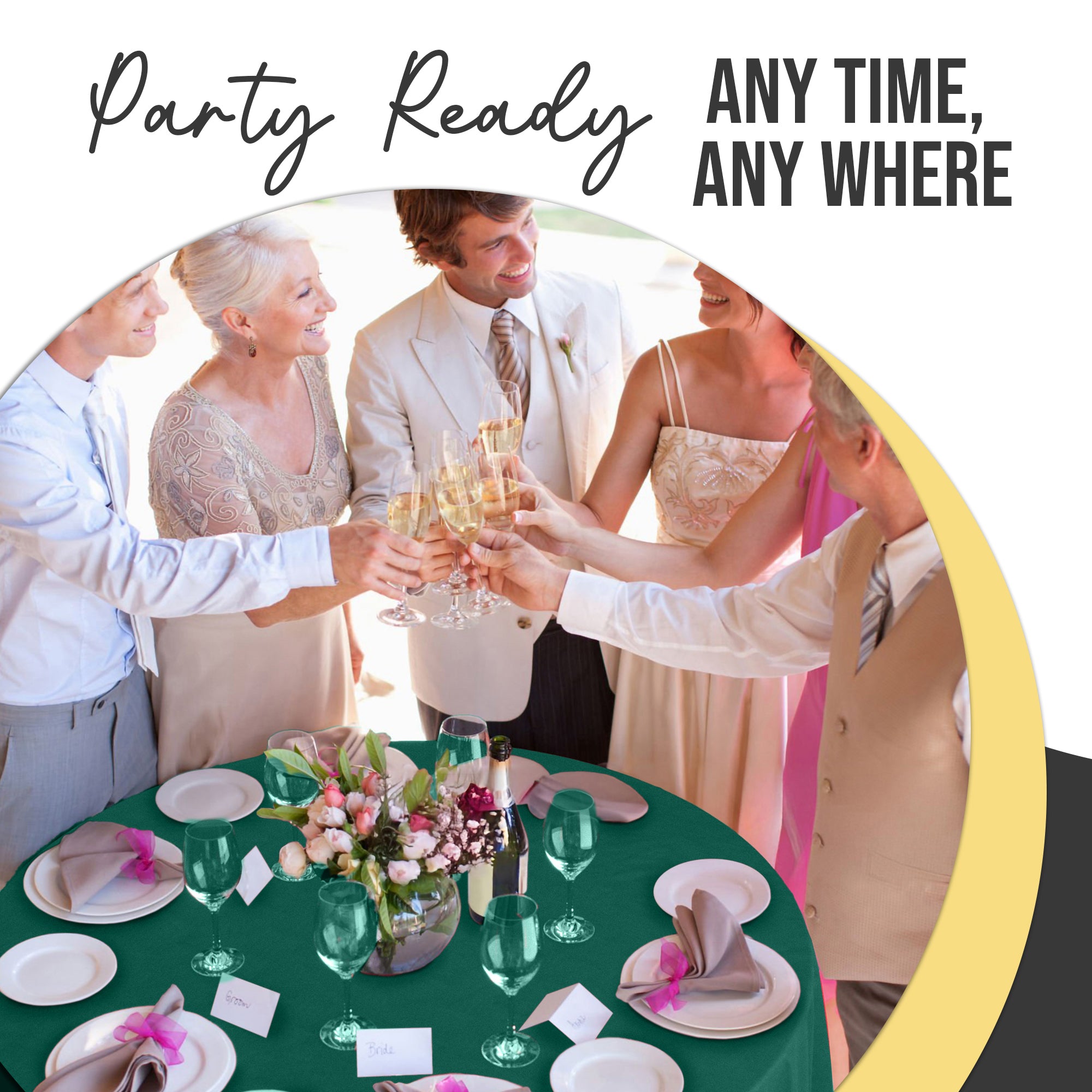 Premium Round Dark Green Plastic Table Covers | 6 Pack | 84 in.