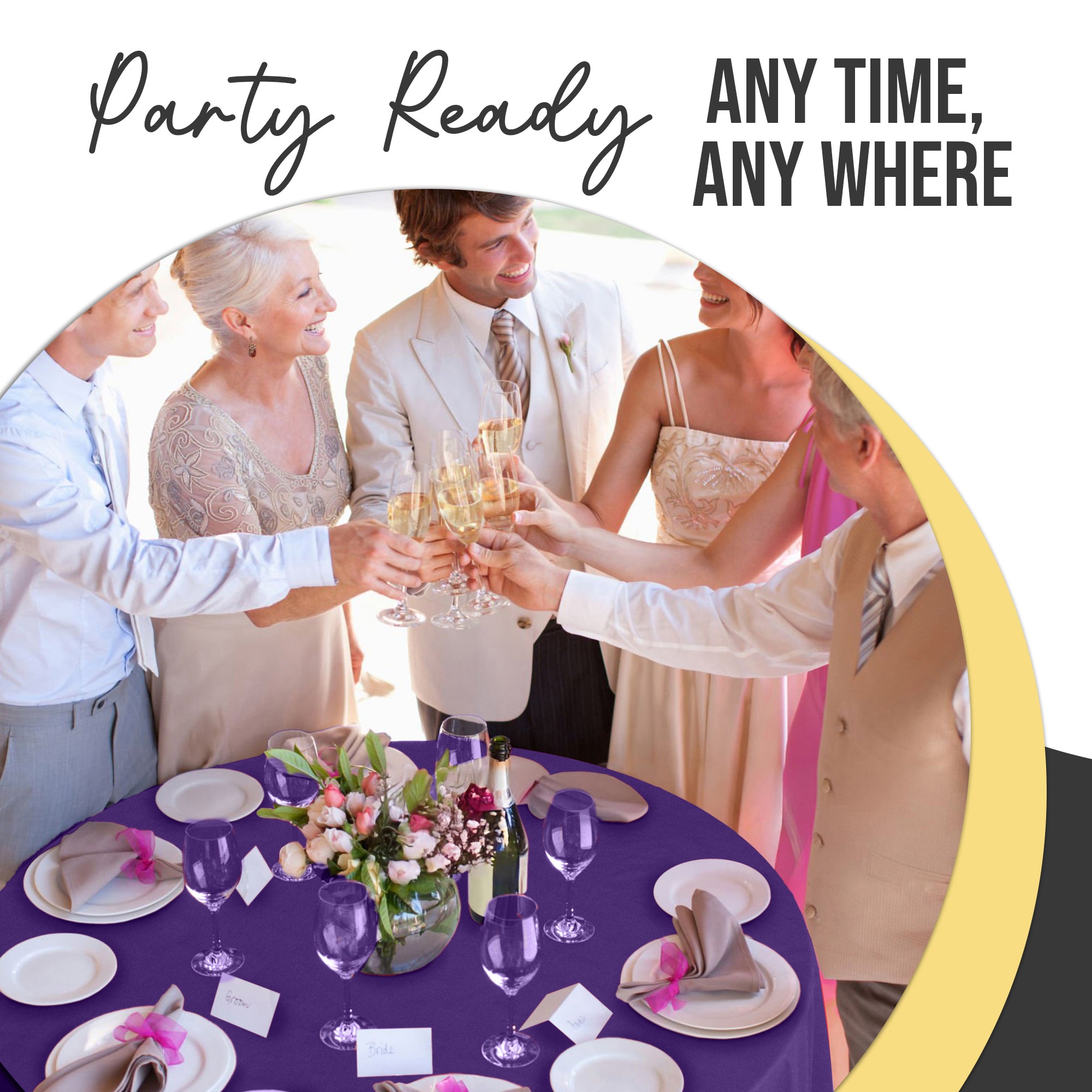 Premium Round Purple Plastic Table Covers | 6 Pack | 84 in.