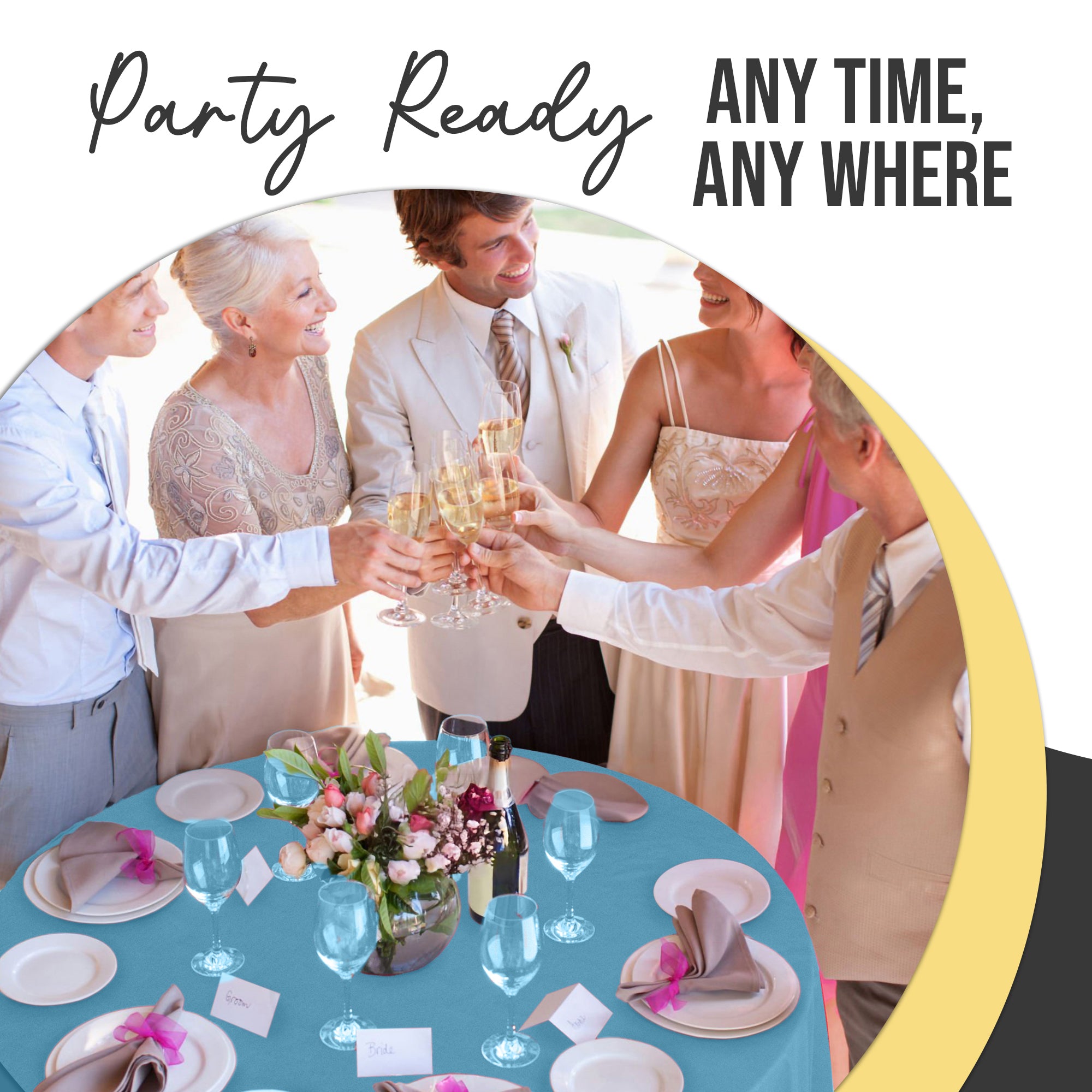 Premium Round Sky Blue Plastic Table Cover | 84 in.