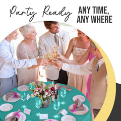 Premium Round Teal Plastic Table Covers | 6 Pack | 84 in.
