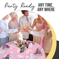 Premium Round Pink Plastic Table Covers | 6 Pack | 84 in.