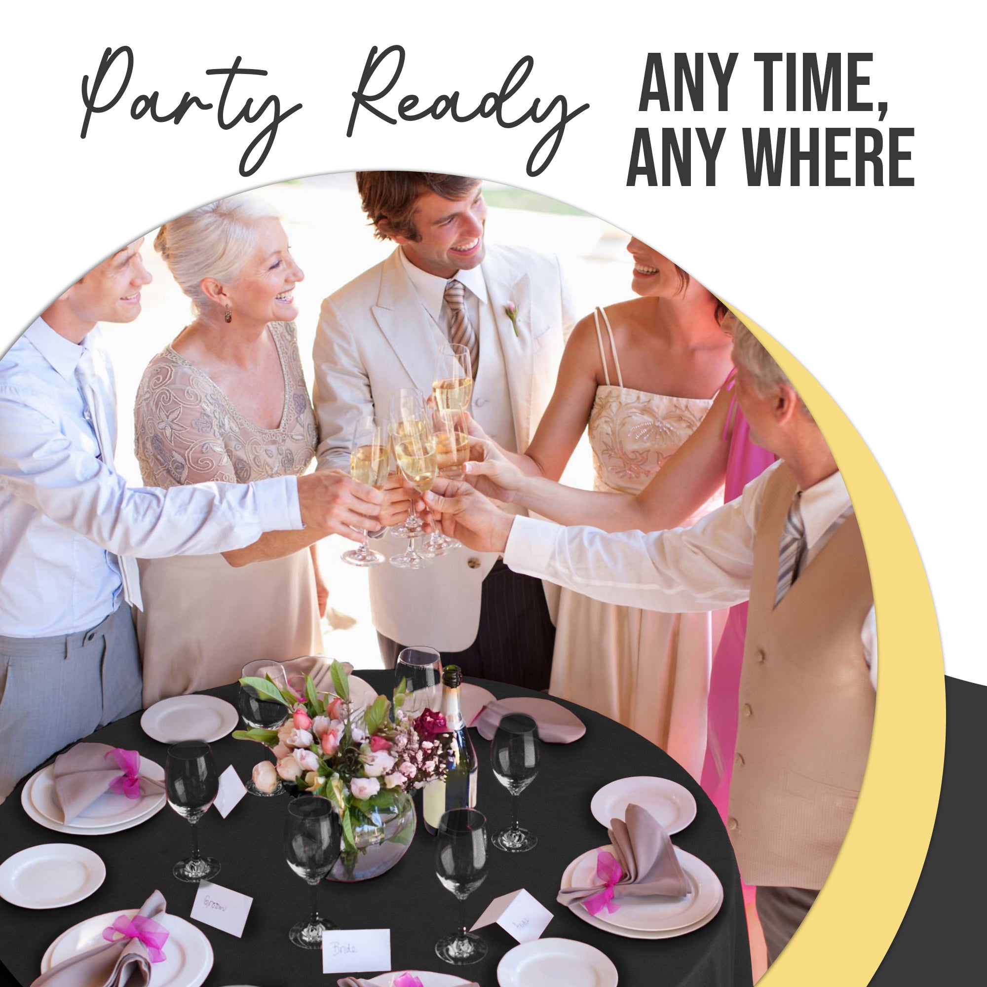 Premium Round Black Plastic Table Cover | 84 in. | Case of 96