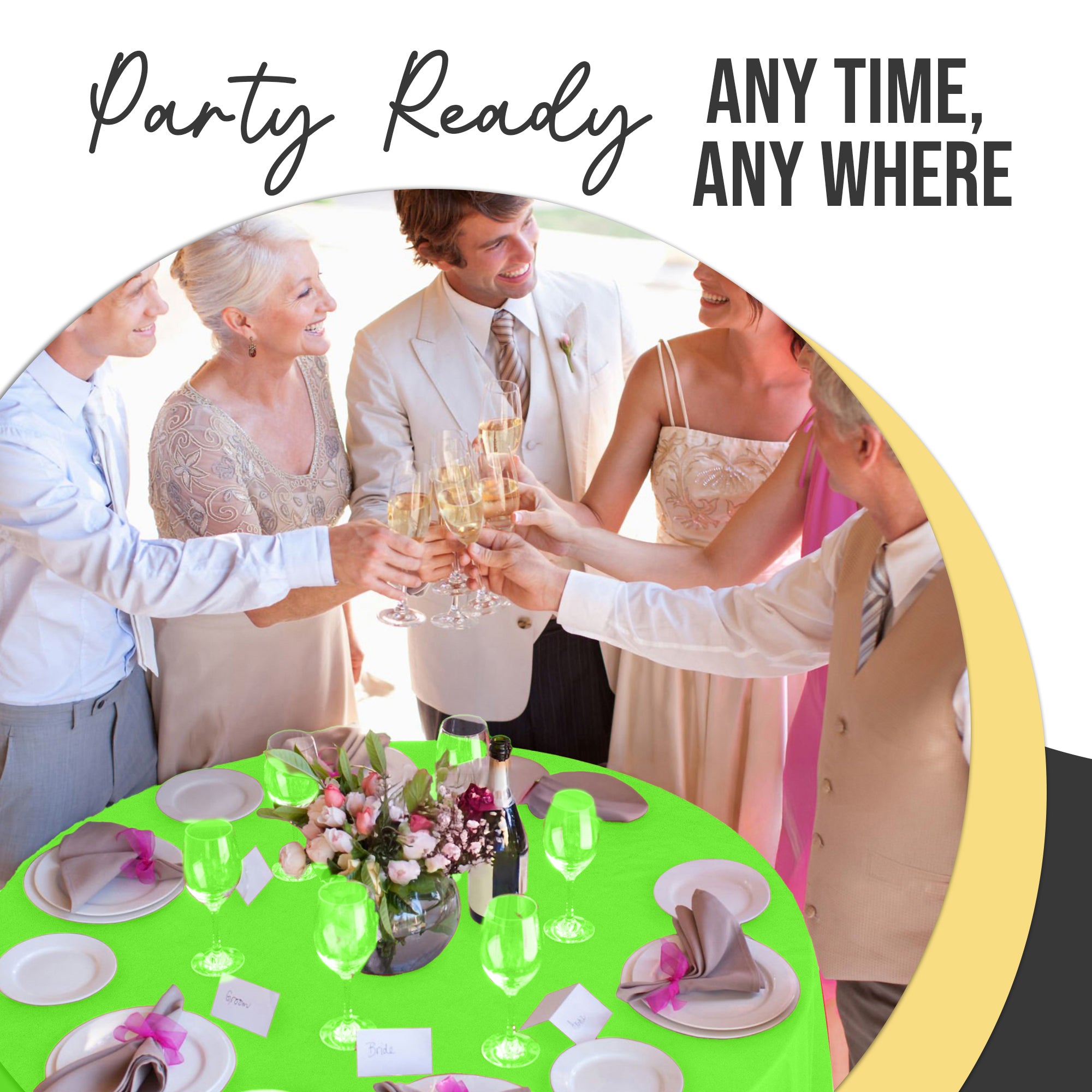 Premium Round Lime Green Plastic Table Covers | 12 Pack | 84 in.