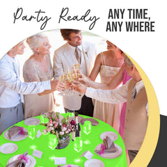 Premium Round Lime Green Plastic Table Covers | 12 Pack | 84 in.