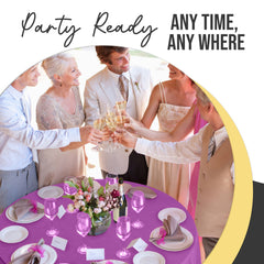 Premium Round Magenta Plastic Table Cover | 84 in.