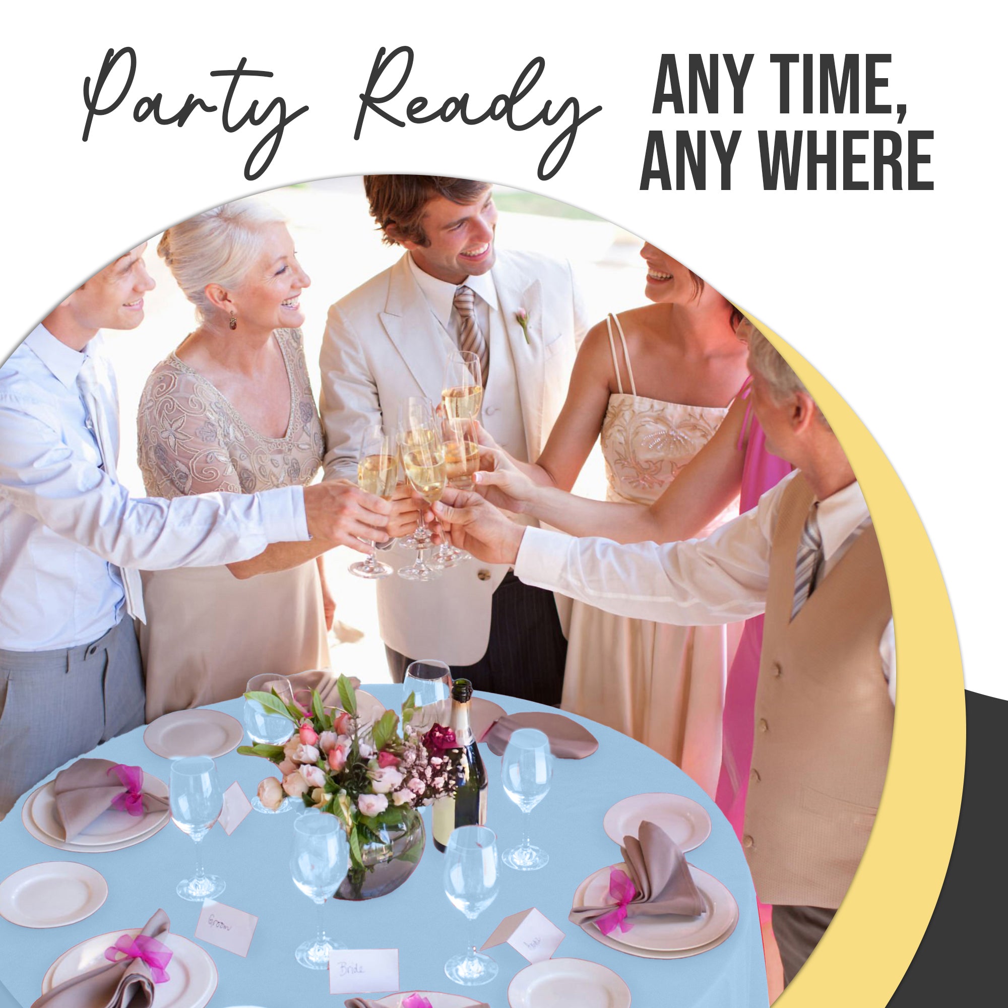 Premium Round Light Blue Plastic Table Covers | 12 Pack | 84 in.