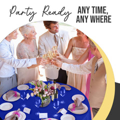 Premium Round Dark Blue Plastic Table Cover | 84 in.