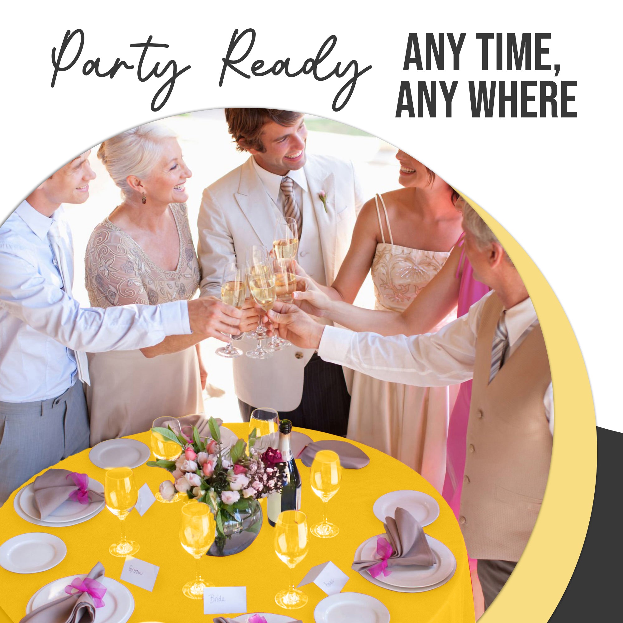 Premium Round Yellow Plastic Table Covers | 12 Pack | 84 in.