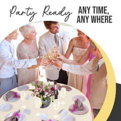 Premium Round Ivory Plastic Table Cover | 84 in. | Case of 96