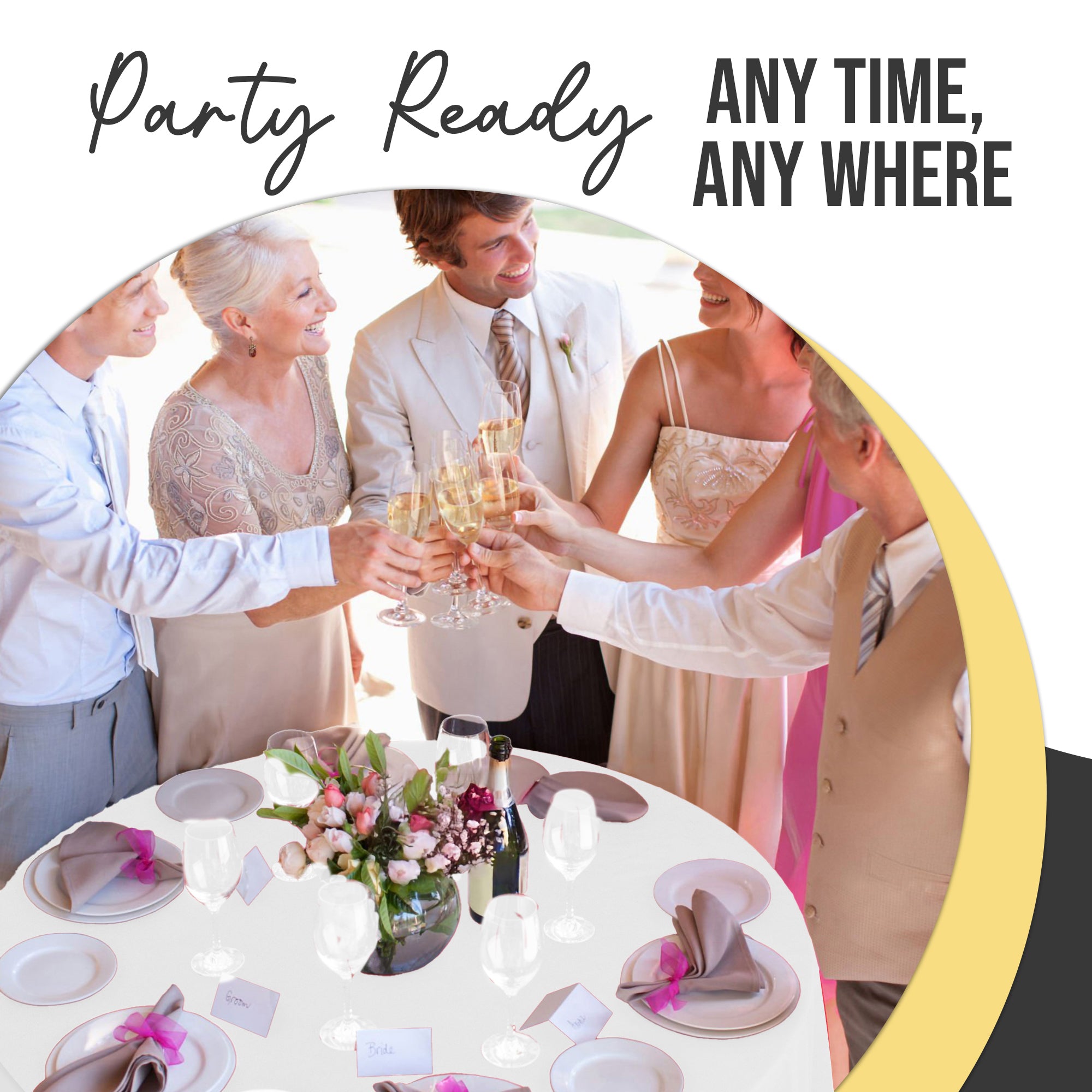 Premium Round White Plastic Table Cover | 84 in.