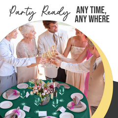 Premium Round Dark Green Plastic Table Cover | 84 in.