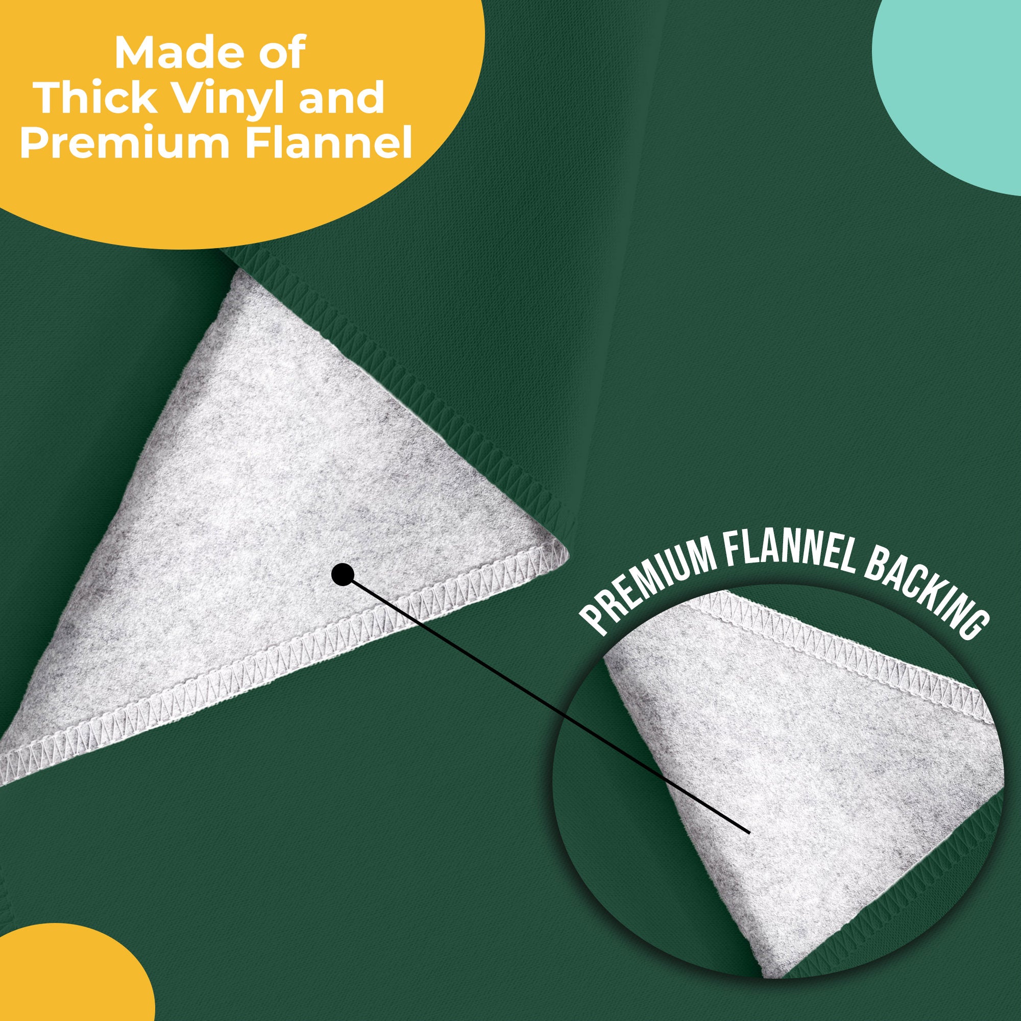 Dark Green Flannel Backed Plastic Table Cover 70 in. Round