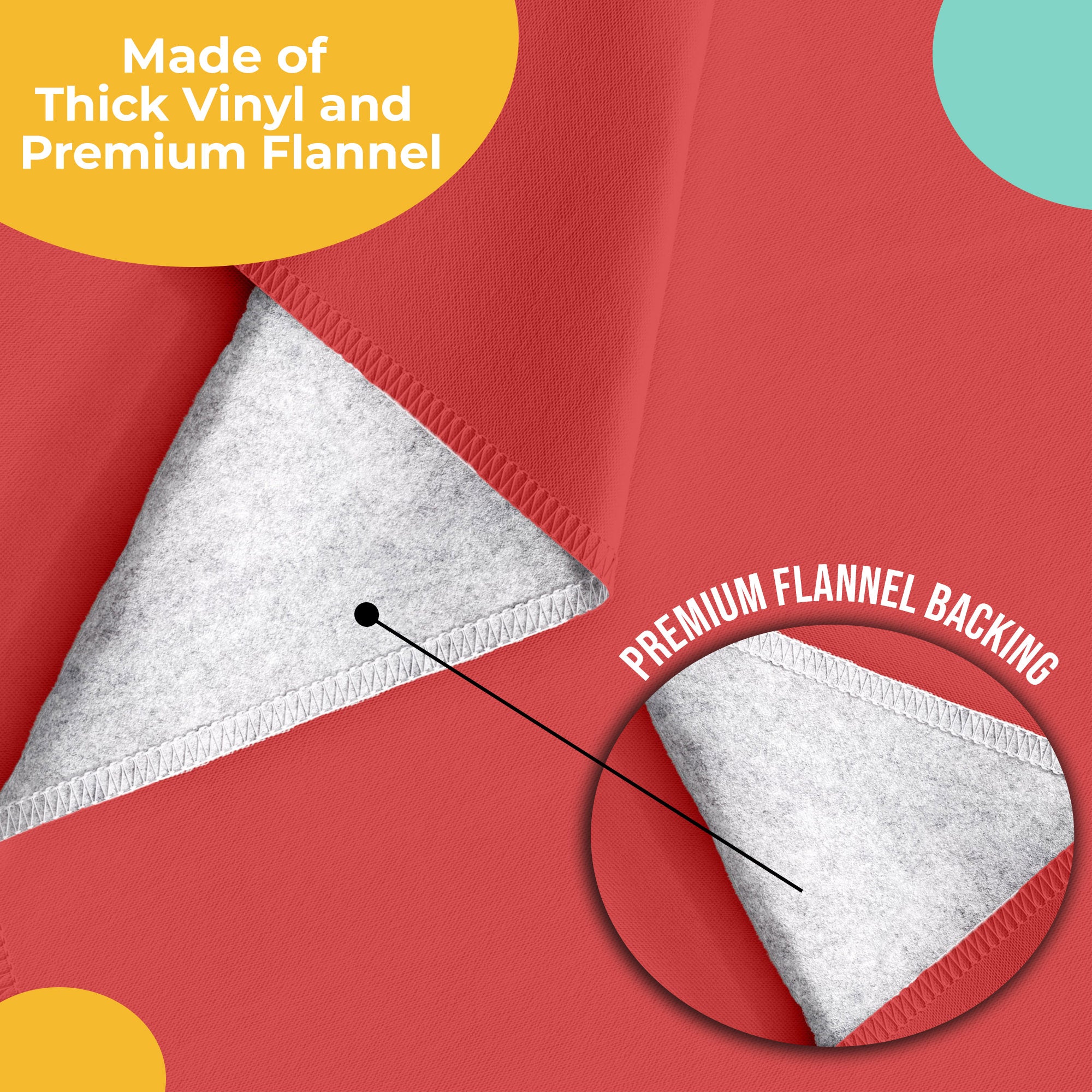 Red Flannel Backed Plastic Table Cover 70 in. Round