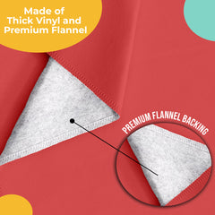 Red Flannel Backed Plastic Table Cover 70 in. Round