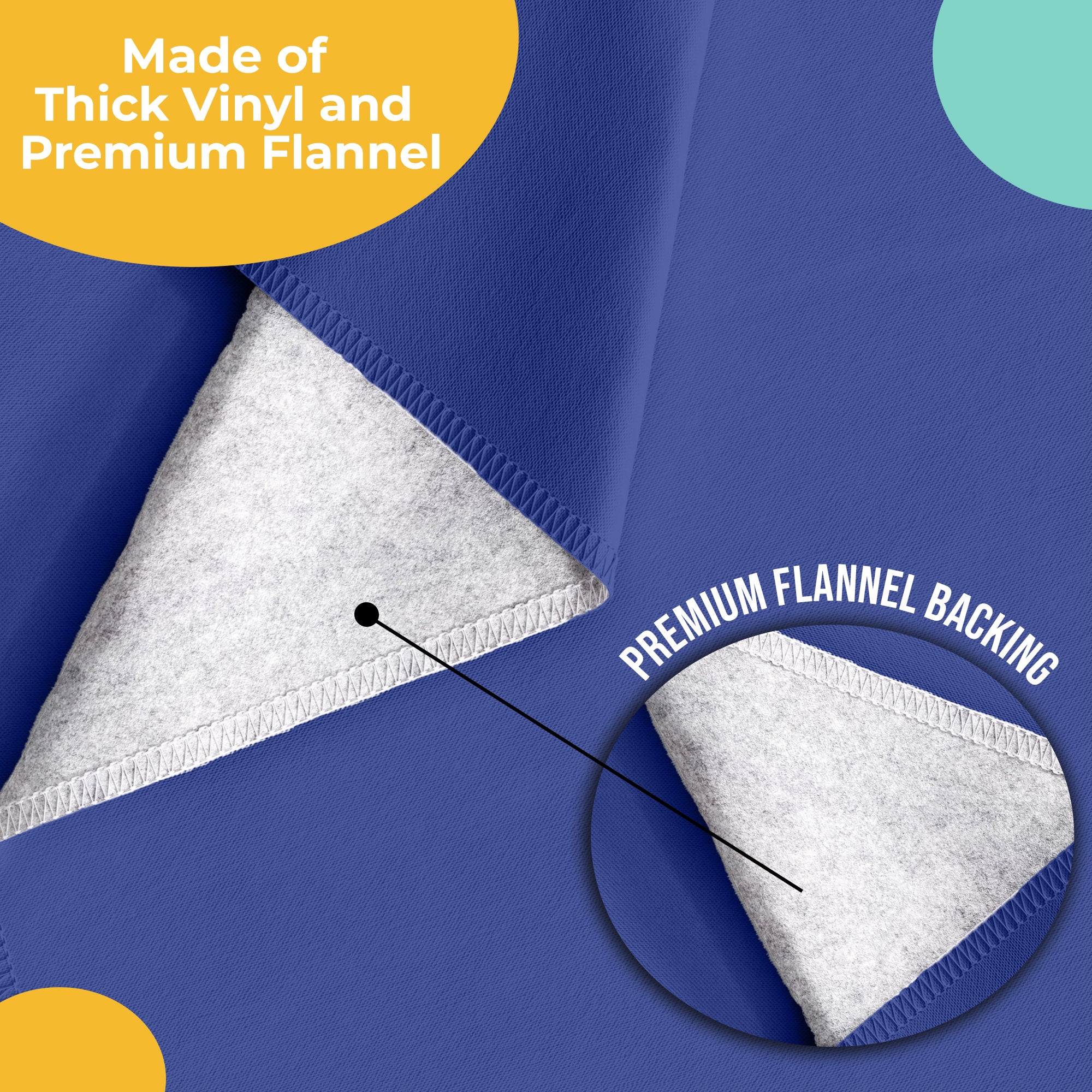 Dark Blue Flannel Backed Plastic Table Cover 70 in. Round