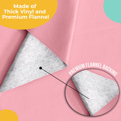 Pink Flannel Backed Plastic Table Cover 70 in. Round