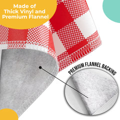 Red Gingham Flannel Backed Plastic Table Cover 70 in. Round