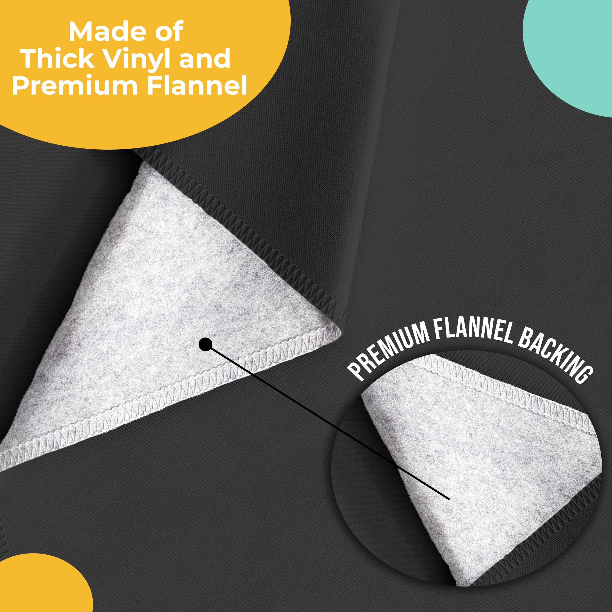 Black Flannel Backed Plastic Table Cover 70 in. Round