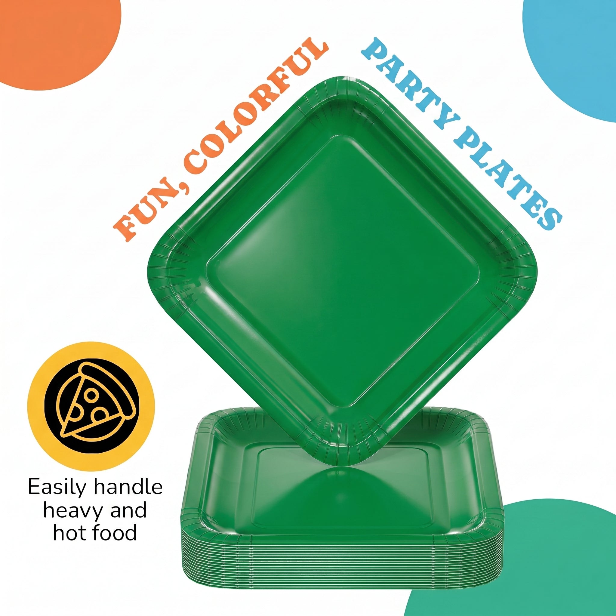 7 In. Emerald Green Square Paper Plates - 50 Ct.