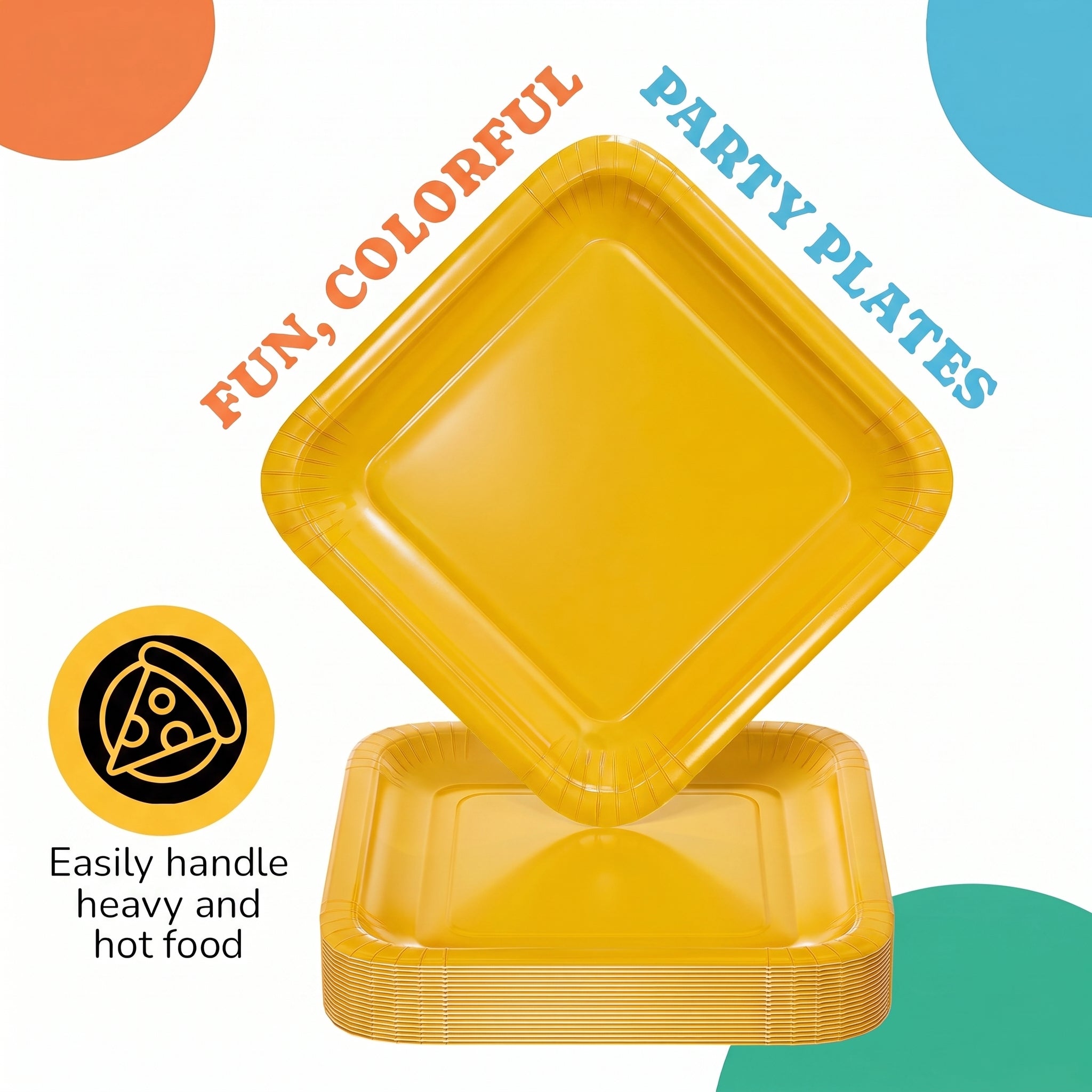 7 In. Yellow Square Paper Plates - 20 Ct.