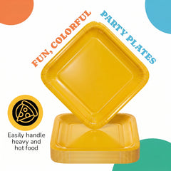 7 In. Yellow Square Paper Plates - 20 Ct.