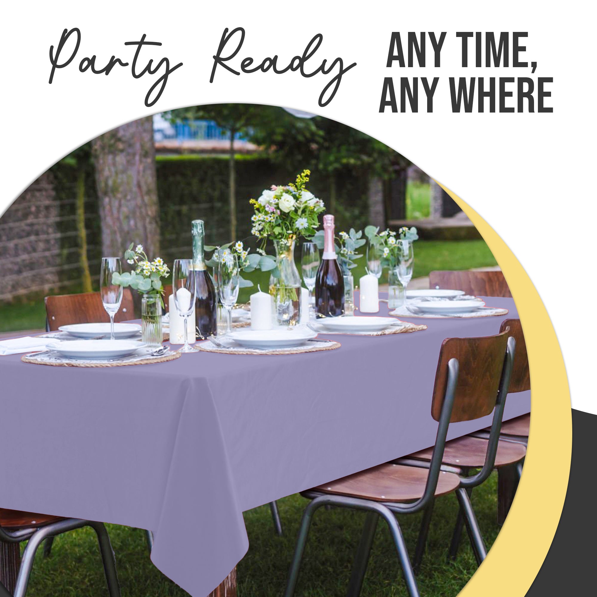 Premium Lavender Plastic Table Covers | 6 Pack | 54 in. x 108 in.