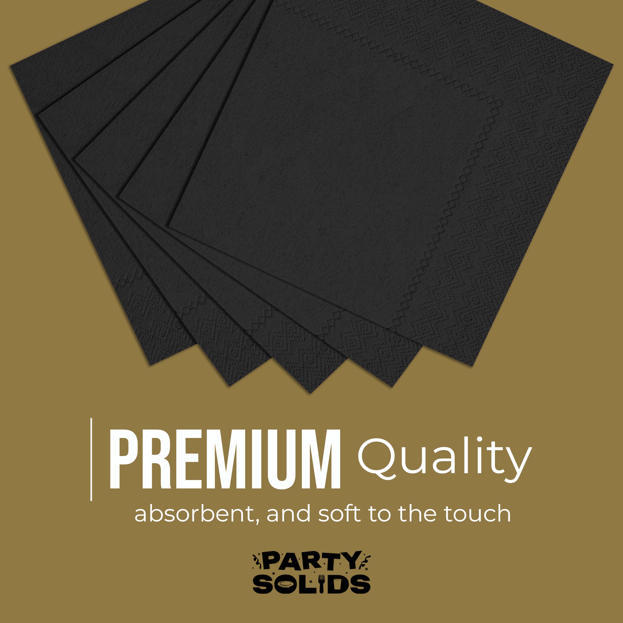 Black Dinner Napkins | 8 in. x 8 in. | 50 Ct.
