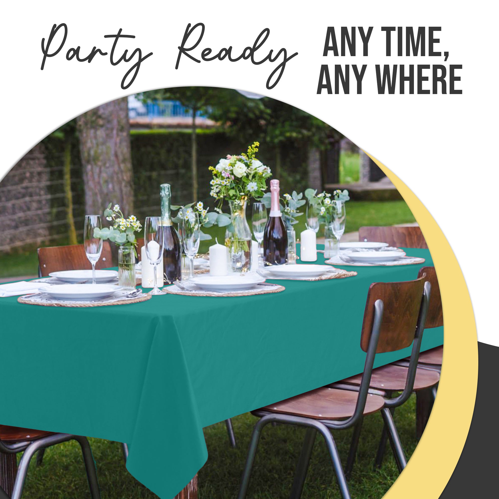 Premium Teal Plastic Table Covers | 6 Pack | 54 in. x 108 in.
