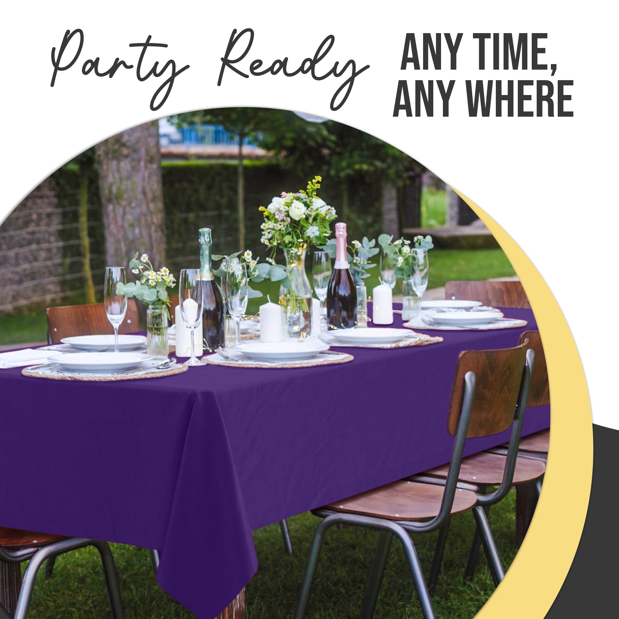 Premium Purple Plastic Table Covers | 6 Pack | 54 in. x 108 in.
