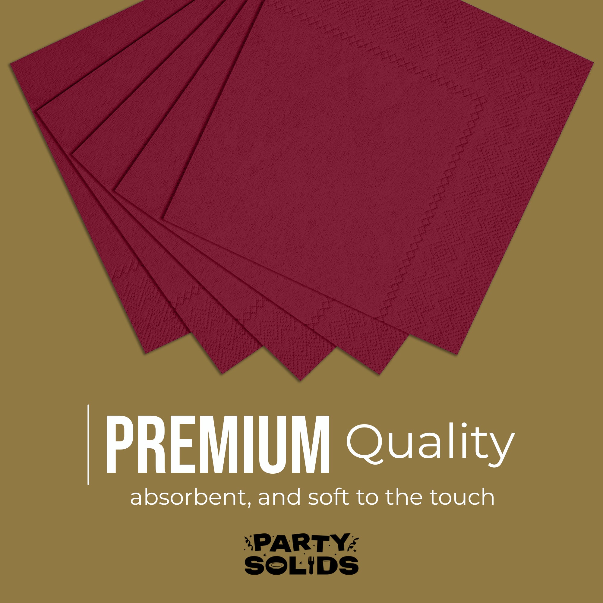 Burgundy Dinner Napkins | 8 in. x 8 in. | 50 Ct.