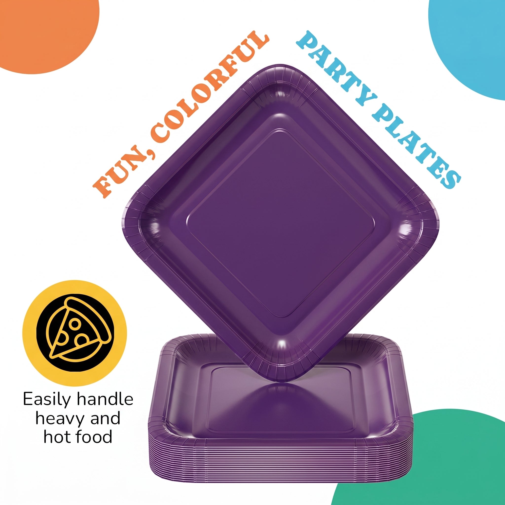 7 In. Purple Square Paper Plates - 50 Ct.