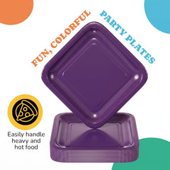 7 In. Purple Square Paper Plates - 50 Ct.