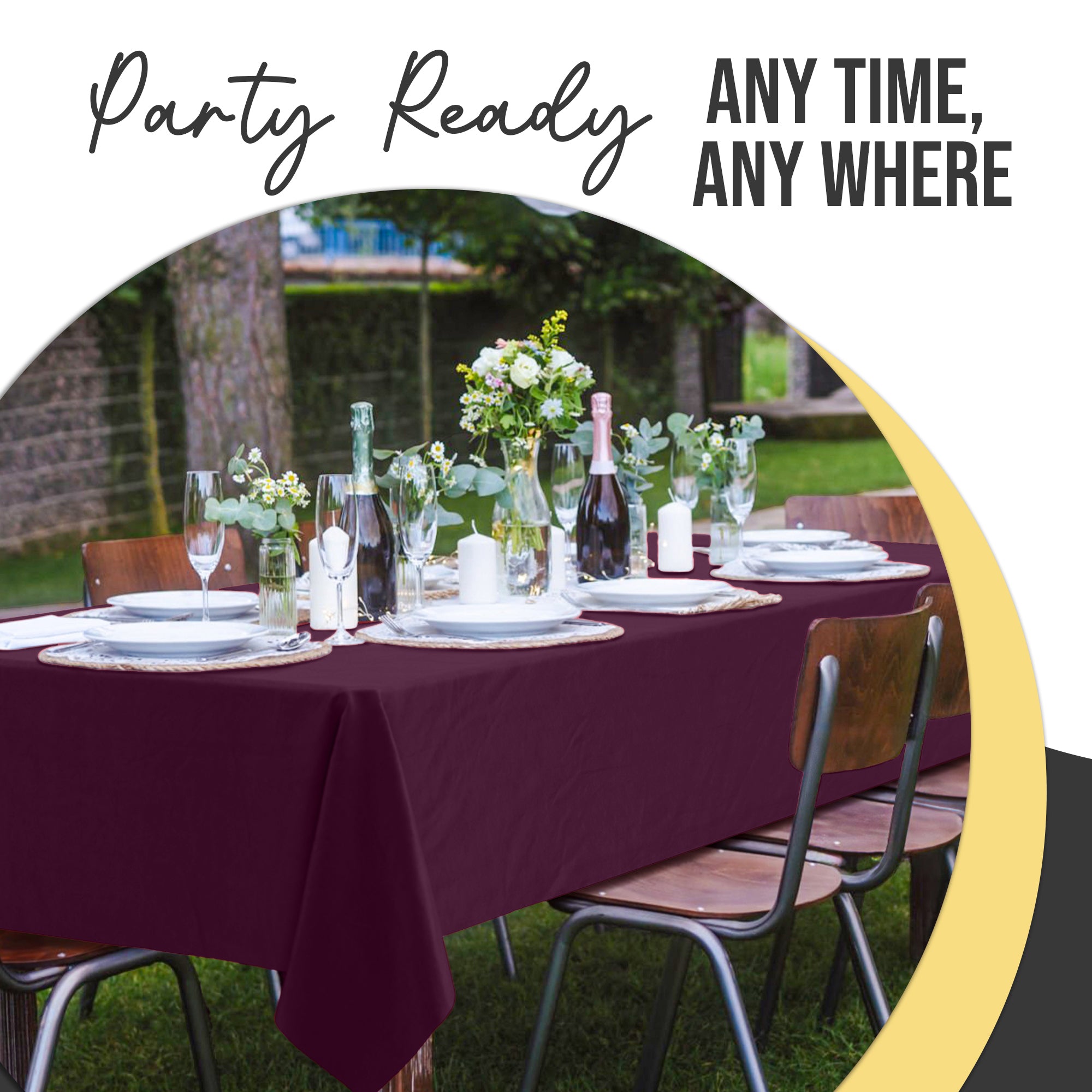 Premium Plum Plastic Table Covers | 6 Pack | 54 in. x 108 in.