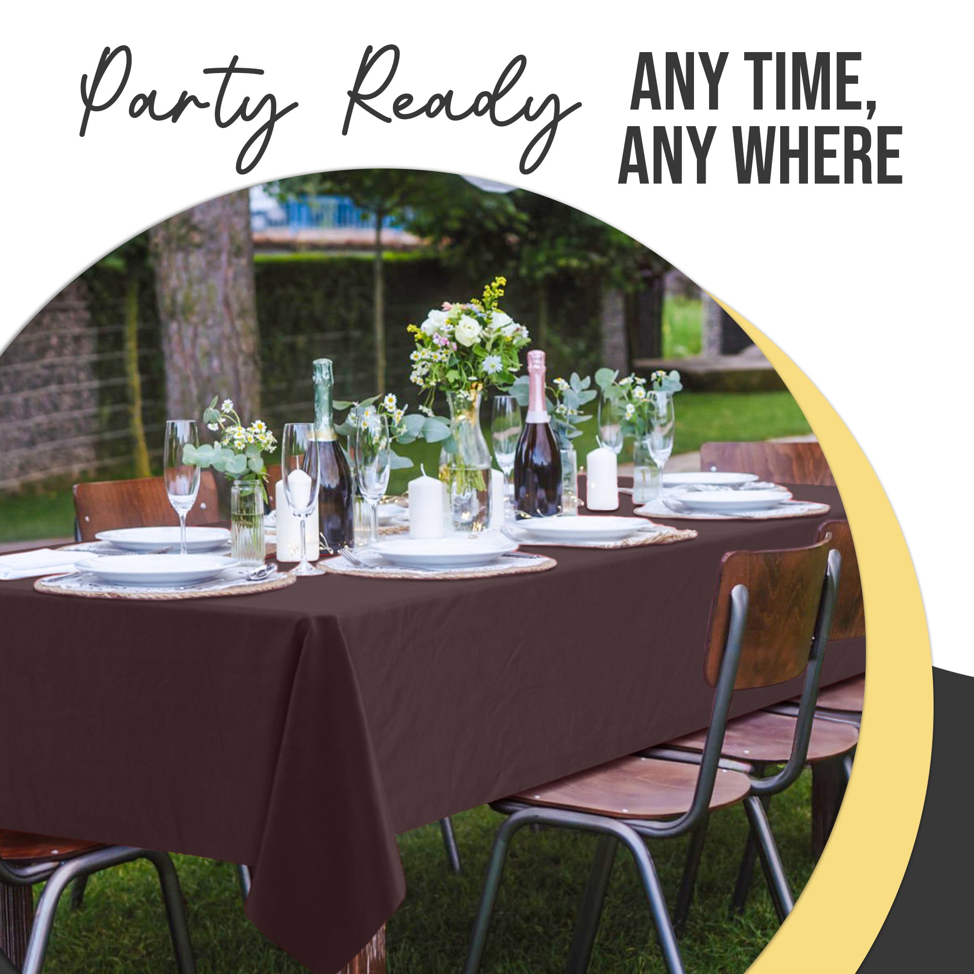 Premium Brown Plastic Table Covers | 6 Pack | 54 in. x 108 in.
